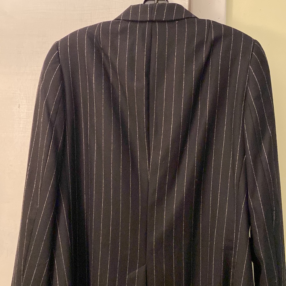 Akris Punto Gorgeous Black White Pinstripe Long Lined Jacket New With Tags - Picture 6 of 11